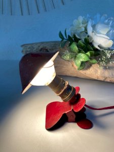 1224⚜️ Vintage Small Mushroom Clip Lamp Portable Night Light Red Metal