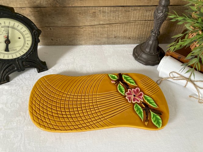 1225⚜️ Ancien Dessous de Plat Vallauris en Céramique Forme Rectangle