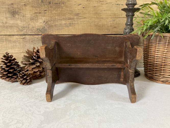1225⚜️ Ancien Petit Banc en Bois Vintage Authentique Longueur 30 Cm