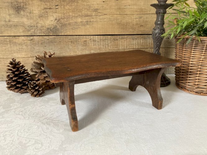 1225⚜️ Ancien Petit Banc en Bois Vintage Authentique Longueur 30 Cm