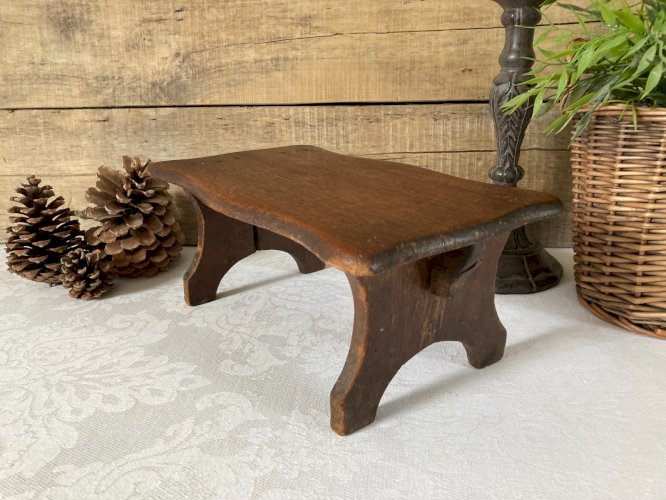 1225⚜️ Ancien Petit Banc en Bois Vintage Authentique Longueur 30 Cm