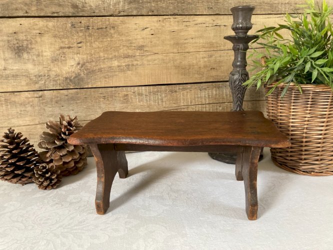 1225⚜️ Ancien Petit Banc en Bois Vintage Authentique Longueur 30 Cm