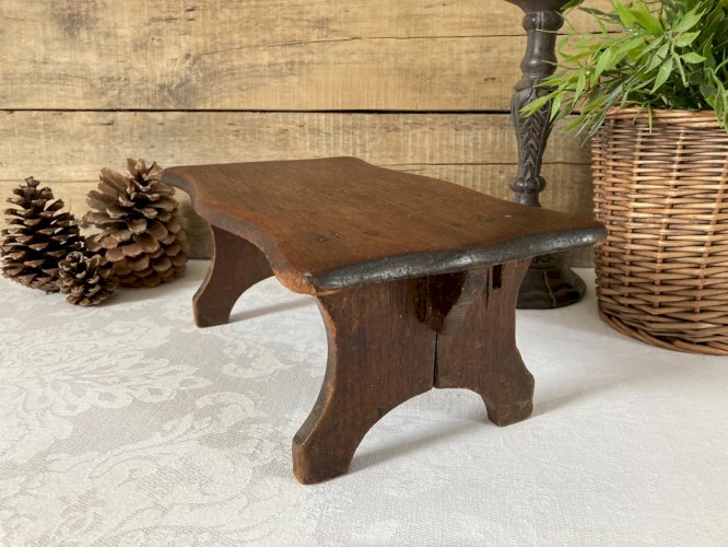 1225⚜️ Ancien Petit Banc en Bois Vintage Authentique Longueur 30 Cm