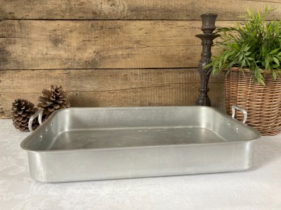 1225⚜️ Vintage Aluminum Baking Dish Length 42 Cm Rectangular Shape