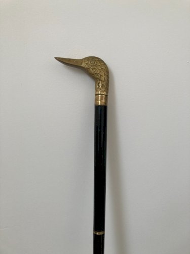 1225⚜️ Ancienne Canne Tête de Canard Avec Système se Dévisse en Laiton Haut 90Cm