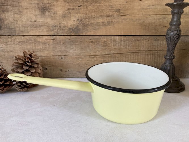 1225⚜️ Ancienne Casserole en Tôle Émaillée Diamètre 20 Cm Vintage