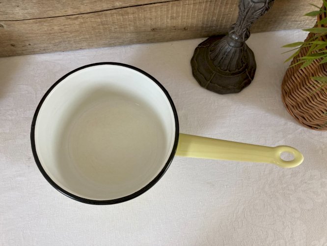 1225⚜️ Ancienne Casserole en Tôle Émaillée Diamètre 20 Cm Vintage