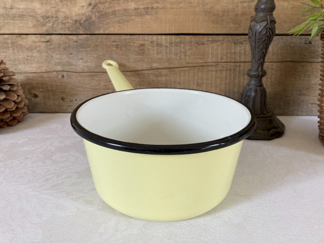 1225⚜️ Ancienne Casserole en Tôle Émaillée Diamètre 20 Cm Vintage