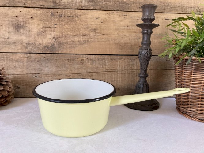 1225⚜️ Ancienne Casserole en Tôle Émaillée Diamètre 20 Cm Vintage