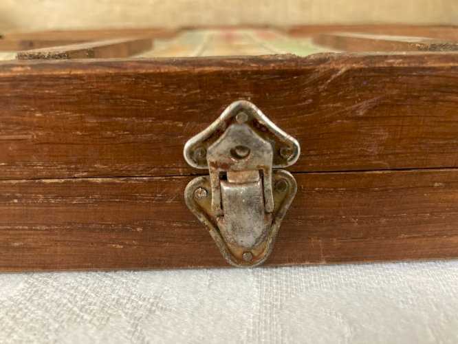 1225⚜️ Ancienne Malette de Jeu en Bois Plusieurs Jeux de Société Complet Vintage