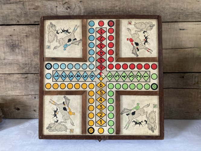 1225⚜️ Ancienne Malette de Jeu en Bois Plusieurs Jeux de Société Complet Vintage