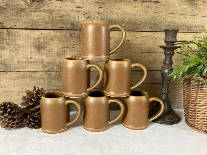 1225⚜️ Lot de 6 Anciennes Tasses Mug en Grès Hauteur 11 Cm Vintage