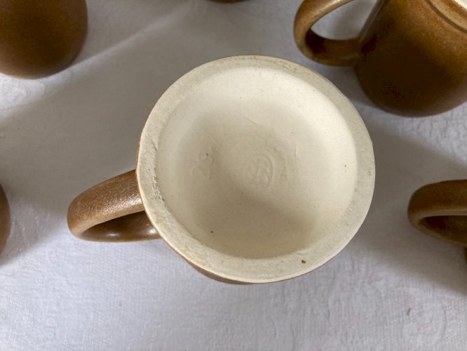 1225⚜️ Lot de 6 Anciennes Tasses Mug en Grès Hauteur 11 Cm Vintage