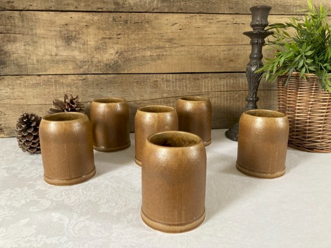1225⚜️ Lot de 6 Anciennes Tasses Mug en Grès Hauteur 11 Cm Vintage