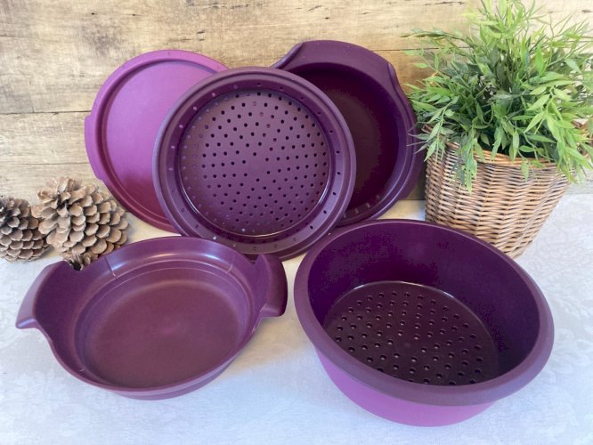 1225⚜️ Micro Vap' Cuiseur Vapeur Micro-Onde Tupperware Violet