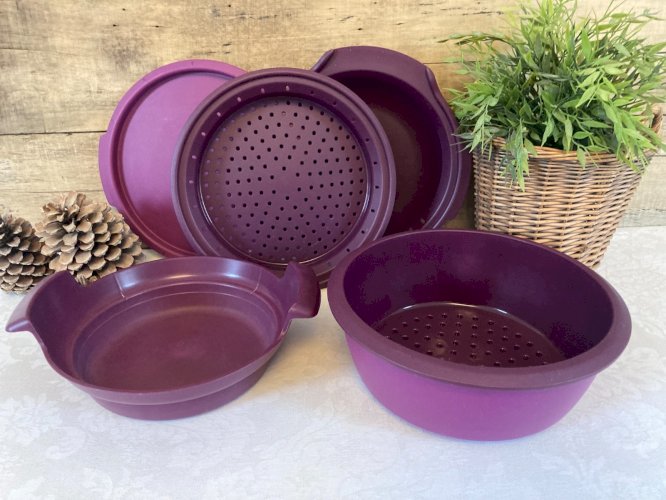 1225⚜️ Micro Vap' Cuiseur Vapeur Micro-Onde Tupperware Violet