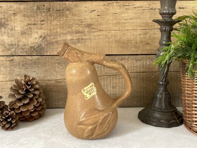 1225⚜️Antique Pear Shaped Bottle Jug in Old Stoneware Vintage Height 21 cm