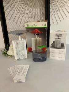 125⚜️ Ancienne Balance de Cuisine Terraillon 200 Gr Balance Diététique Blanche