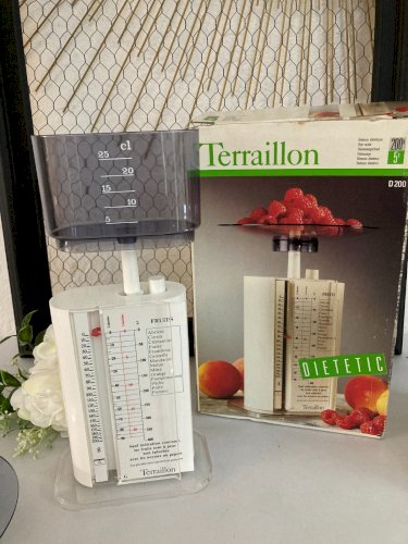 125⚜️ Ancienne Balance de Cuisine Terraillon 200 Gr Balance Diététique Blanche
