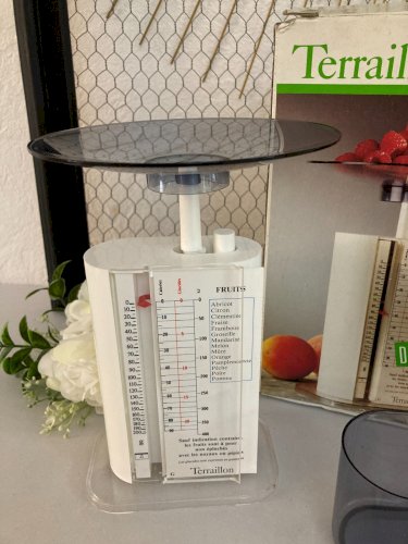 125⚜️ Ancienne Balance de Cuisine Terraillon 200 Gr Balance Diététique Blanche