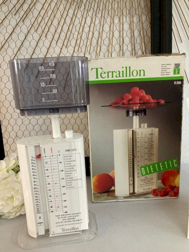 125⚜️ Ancienne Balance de Cuisine Terraillon 200 Gr Balance Diététique Blanche