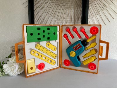 125⚜️ Vintage Tool Box Kit Fisher Price Case Year 1977 Ref 924