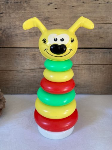126⚜️ Ancien Jouet Ideale Pyramide Anneaux à Empiler de Marsupilami Vintage