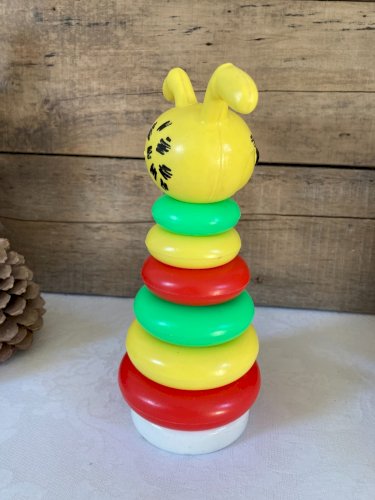 126⚜️ Ancien Jouet Ideale Pyramide Anneaux à Empiler de Marsupilami Vintage