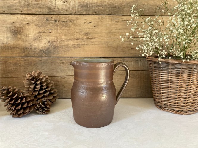 126⚜️ Ancien Pichet Broc Cruche en Grès Made in France Vintage Hauteur 17 Cm