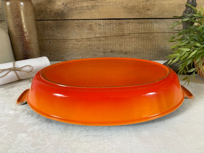 126⚜️ Ancien Plat Le Creuset France 36 en Fonte Émaillée Couleur Orange Vintage