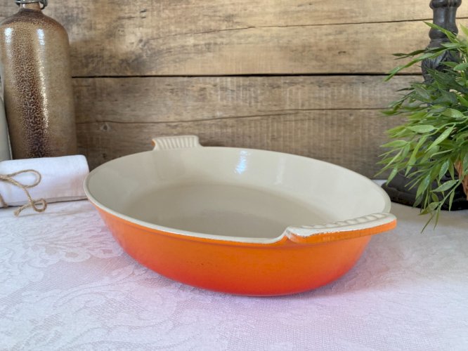 126⚜️ Ancien Plat Le Creuset France 36 en Fonte Émaillée Couleur Orange Vintage