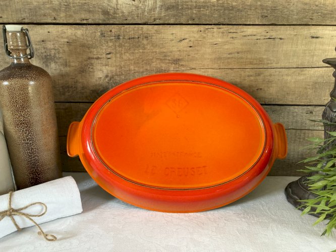 126⚜️ Ancien Plat Le Creuset France 36 en Fonte Émaillée Couleur Orange Vintage