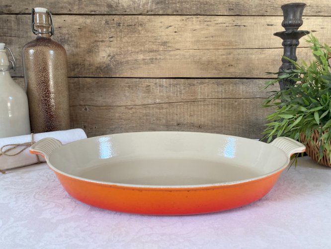 126⚜️ Ancien Plat Le Creuset France 36 en Fonte Émaillée Couleur Orange Vintage