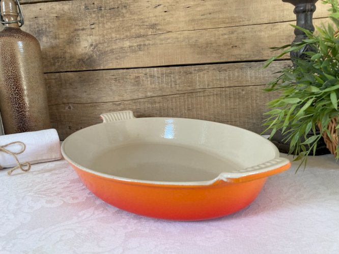 126⚜️ Ancien Plat Le Creuset France 36 en Fonte Émaillée Couleur Orange Vintage