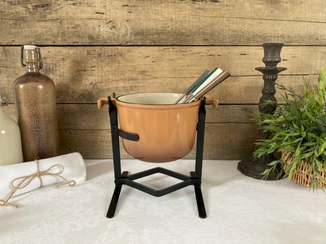 126⚜️ Ancien Poêlon Caquelon Casserole à Fondue Le Creuset Made In France Neuf