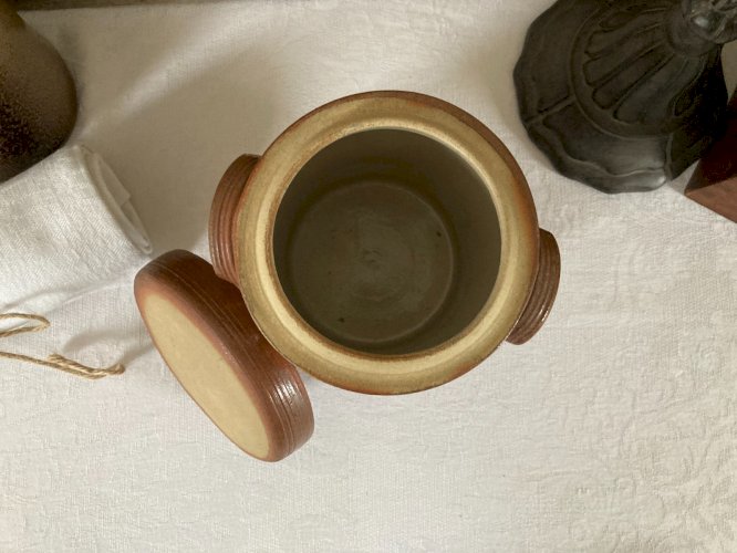 126⚜️ Ancien Pot à Cornichon en Grés De Bonny Made In France Hauteur 14 Cm