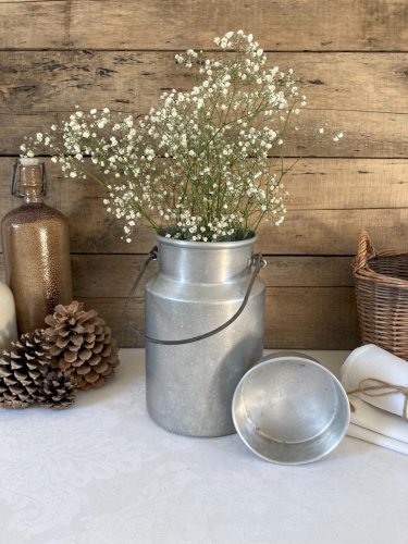 126⚜️ Ancien Pot à Lait Bidon en Aluminium Vintage Hauteur 23 Cm