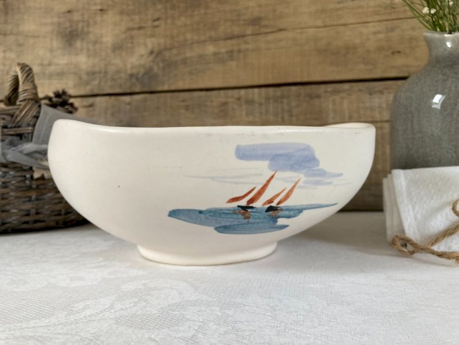 126⚜️ Ancien Saladier Plat Saint Malo Décormdi en Céramique Longueur 23 Cm