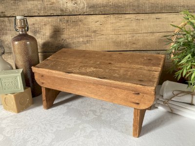 126⚜️ Antique Wooden Stool Vintage Footrest Length 38 cm