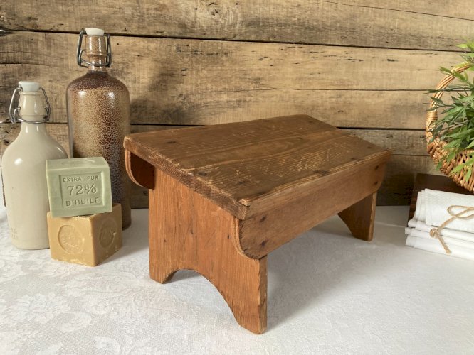 126⚜️ Ancien Tabouret en Bois Repose-Pieds Vintage Longueur 38 Cm