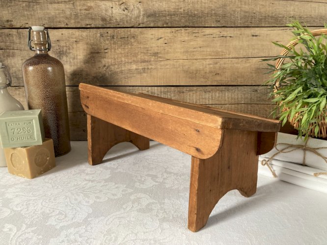 126⚜️ Ancien Tabouret en Bois Repose-Pieds Vintage Longueur 38 Cm