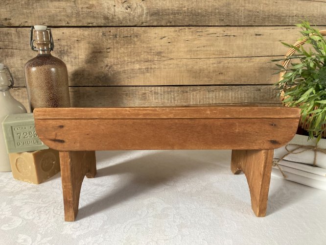 126⚜️ Ancien Tabouret en Bois Repose-Pieds Vintage Longueur 38 Cm