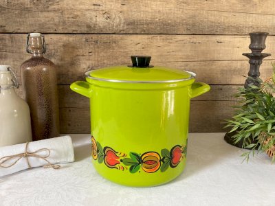 126⚜️ Ancienne Cocotte Faitout Marmite en Fonte Émaillée Diamètre 24 Cm Vintage