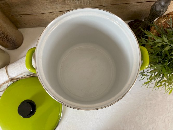 126⚜️ Ancienne Cocotte Faitout Marmite en Fonte Émaillée Diamètre 24 Cm Vintage