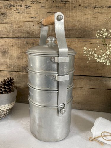 126⚜️ Ancienne Gamelle Cantine Bongain en Aluminium Vintage Hauteur 36 Cm