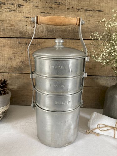 126⚜️ Ancienne Gamelle Cantine Bongain en Aluminium Vintage Hauteur 36 Cm