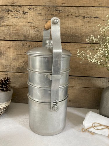 126⚜️ Ancienne Gamelle Cantine Bongain en Aluminium Vintage Hauteur 36 Cm