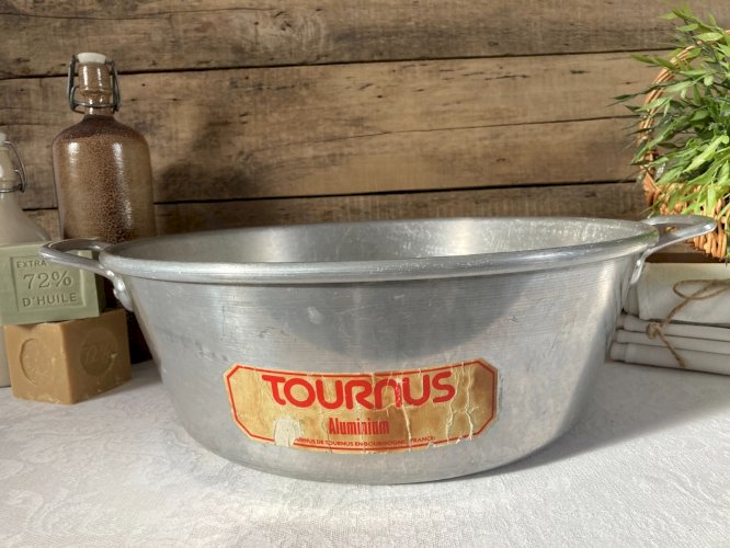 126⚜️ Ancienne Grande Bassine en Aluminium Tournus Unis France 37  Hauteur 13 Cm