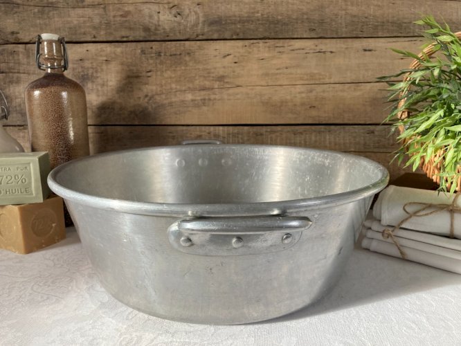 126⚜️ Ancienne Grande Bassine en Aluminium Tournus Unis France 37  Hauteur 13 Cm