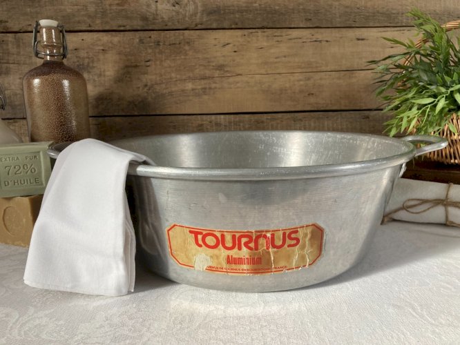 126⚜️ Ancienne Grande Bassine en Aluminium Tournus Unis France 37  Hauteur 13 Cm